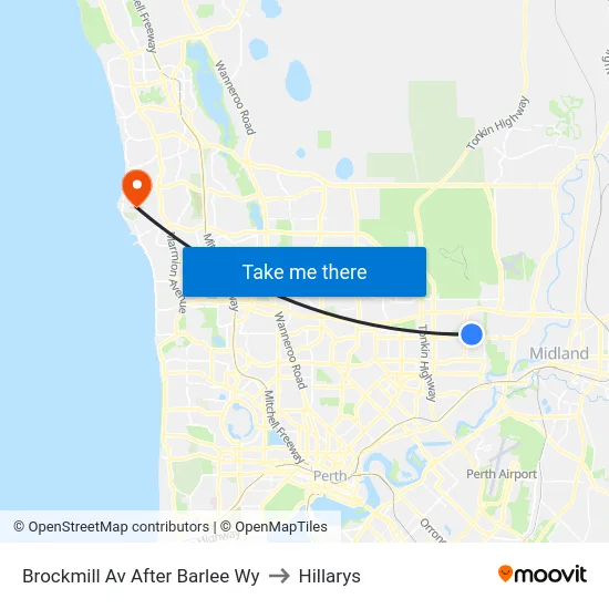 Brockmill Av After Barlee Wy to Hillarys map