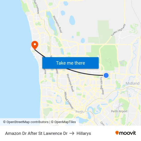 Amazon Dr After St Lawrence Dr to Hillarys map