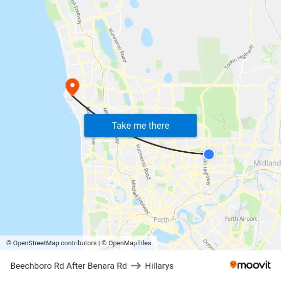 Beechboro Rd After Benara Rd to Hillarys map