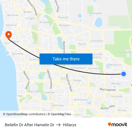 Bellefin Dr After Hamelin Dr to Hillarys map