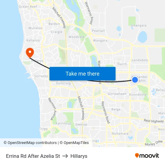 Errina Rd After Azelia St to Hillarys map