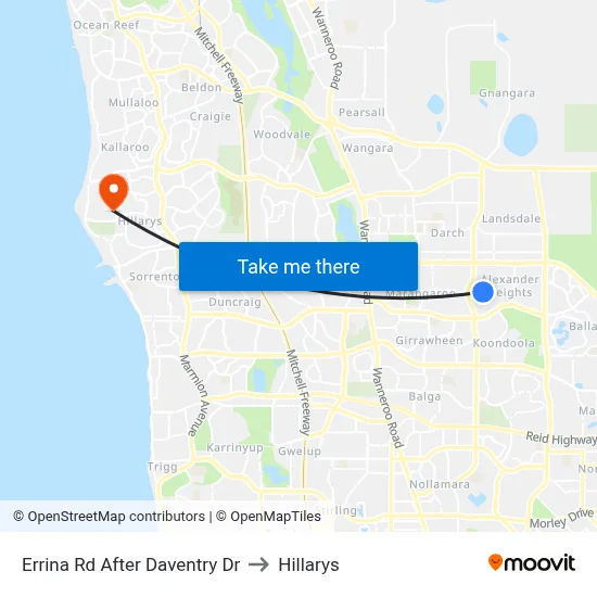 Errina Rd After Daventry Dr to Hillarys map