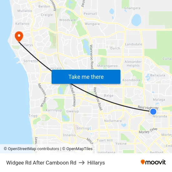 Widgee Rd After Camboon Rd to Hillarys map