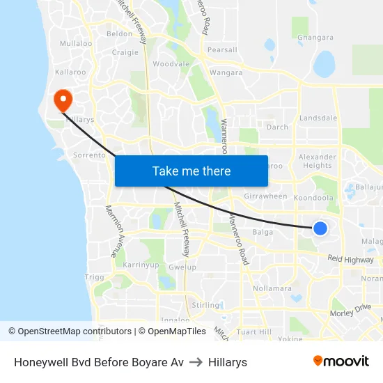 Honeywell Bvd Before Boyare Av to Hillarys map