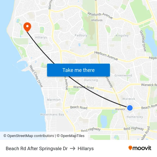 Beach Rd After Springvale Dr to Hillarys map