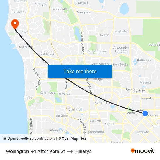 Wellington Rd After Vera St to Hillarys map