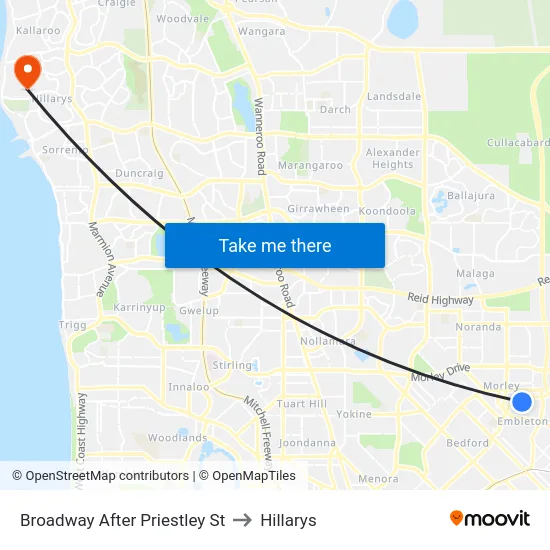 Broadway   After Priestley St to Hillarys map