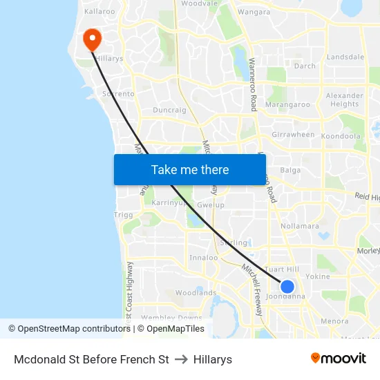 Mcdonald St Before French St to Hillarys map