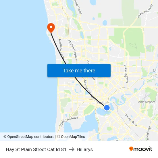 Hay St Plain Street Cat Id 81 to Hillarys map