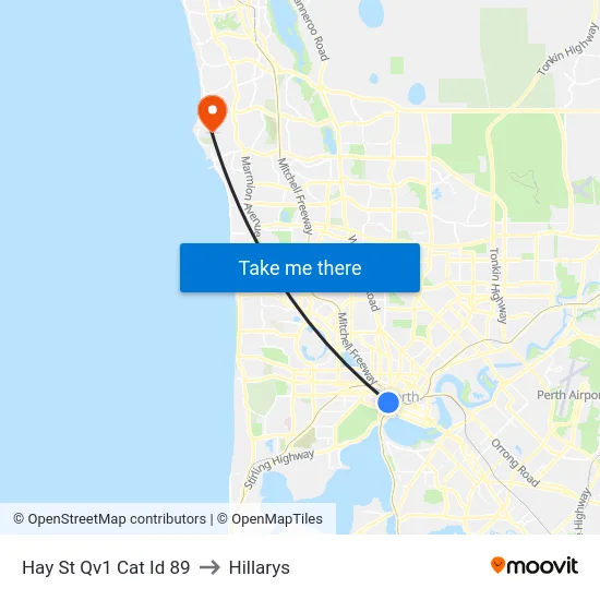 Hay St Qv1 Cat Id 89 to Hillarys map