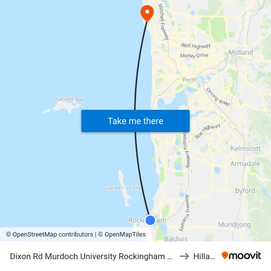 Dixon Rd Murdoch University Rockingham Campus to Hillarys map