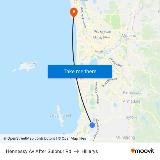 Hennessy Av After Sulphur Rd to Hillarys map