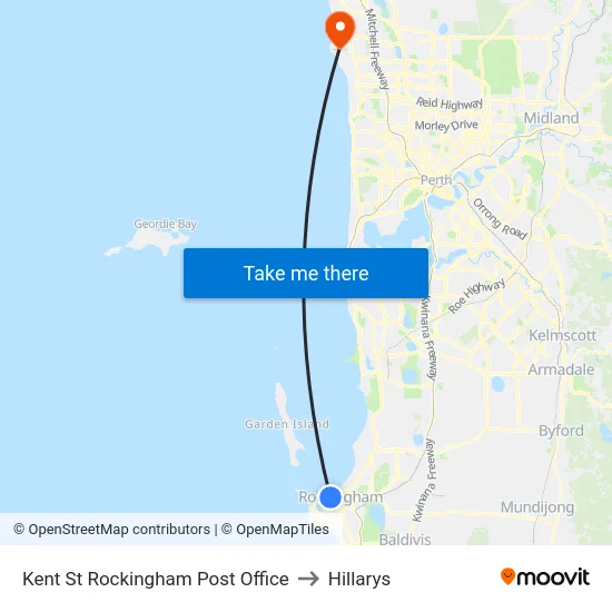 Kent St Rockingham Post Office to Hillarys map
