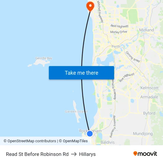 Read St Before Robinson Rd to Hillarys map