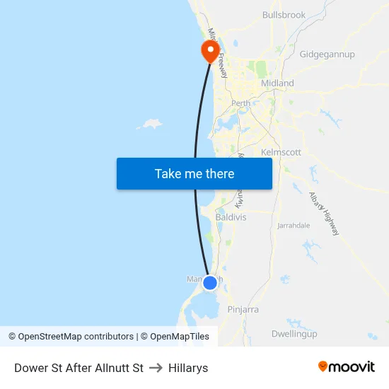Dower St After Allnutt St to Hillarys map