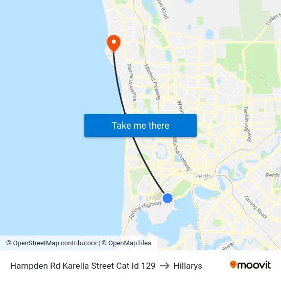 Hampden Rd Karella Street Cat Id 129 to Hillarys map