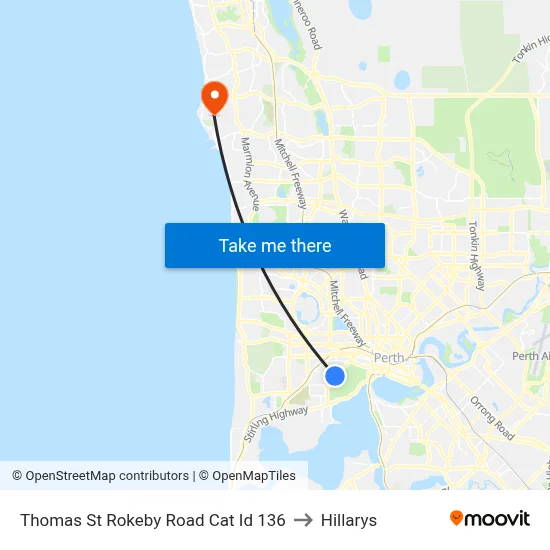 Thomas St Rokeby Road Cat Id 136 to Hillarys map