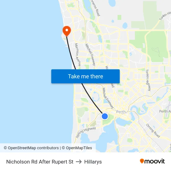 Nicholson Rd After Rupert St to Hillarys map