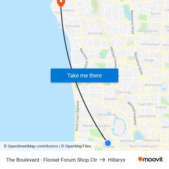 The Boulevard  - Floreat Forum Shop Ctr to Hillarys map