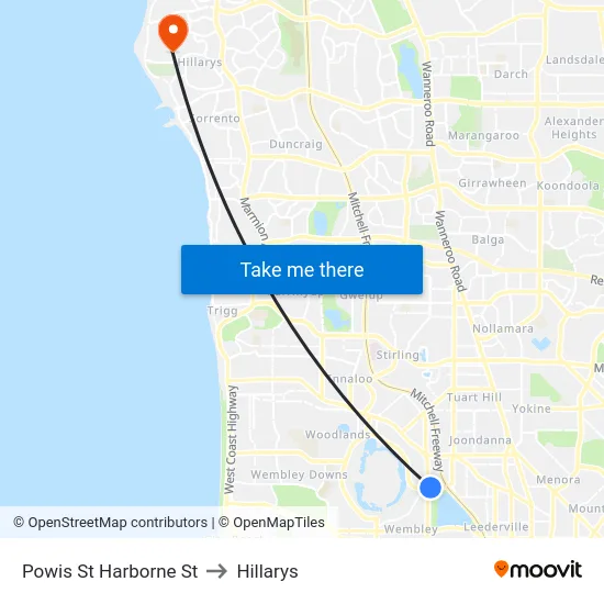 Powis St Harborne St to Hillarys map