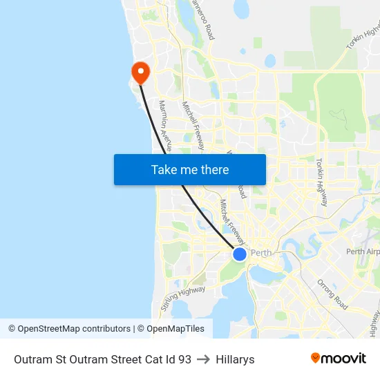Outram St Outram Street Cat Id 93 to Hillarys map