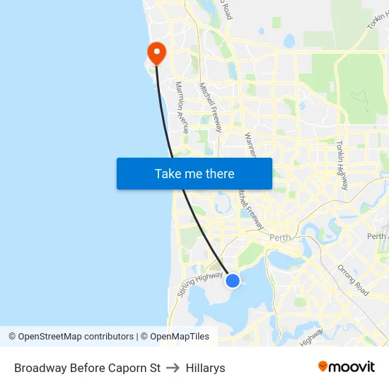 Broadway   Before Caporn St to Hillarys map