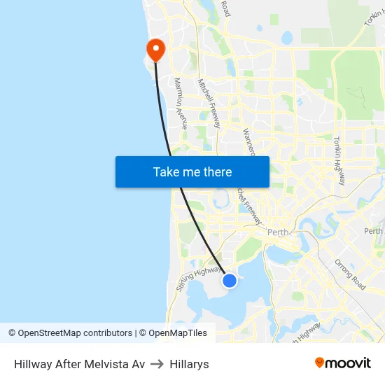 Hillway   After Melvista Av to Hillarys map