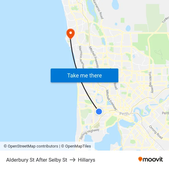 Alderbury St After Selby St to Hillarys map