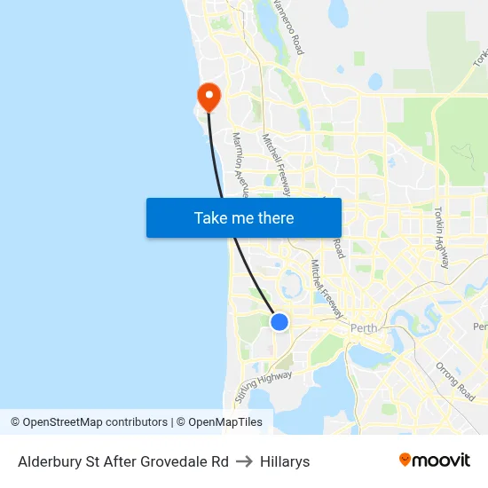 Alderbury St After Grovedale Rd to Hillarys map