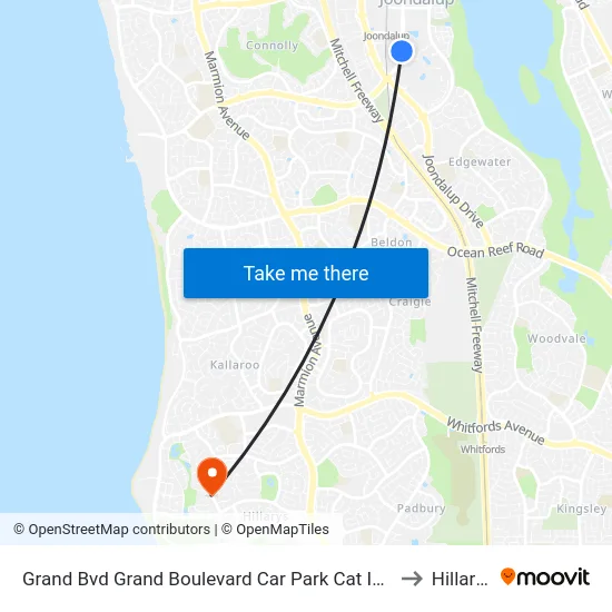Grand Bvd Grand Boulevard Car Park Cat Id 27 to Hillarys map