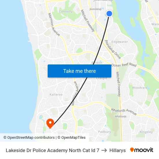 Lakeside Dr Police Academy North Cat Id 7 to Hillarys map