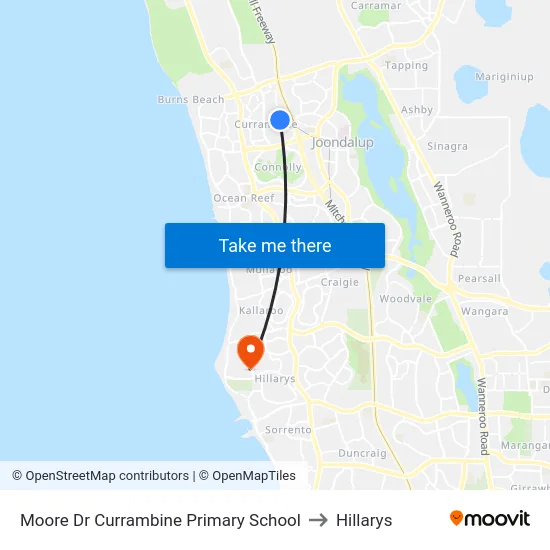 Moore Dr Currambine Primary School to Hillarys map