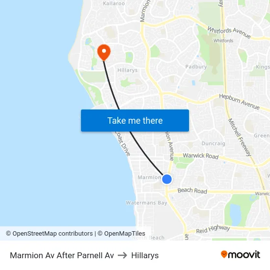 Marmion Av After Parnell Av to Hillarys map