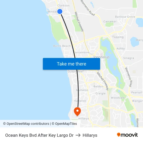 Ocean Keys Bvd After Key Largo Dr to Hillarys map