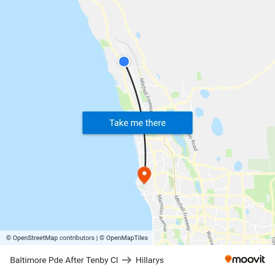 Baltimore Pde After Tenby Cl to Hillarys map