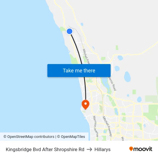 Kingsbridge Bvd After Shropshire Rd to Hillarys map