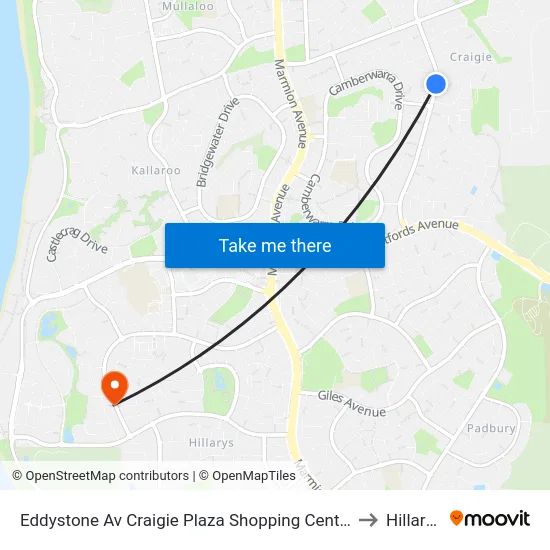 Eddystone Av Craigie Plaza Shopping Centre to Hillarys map