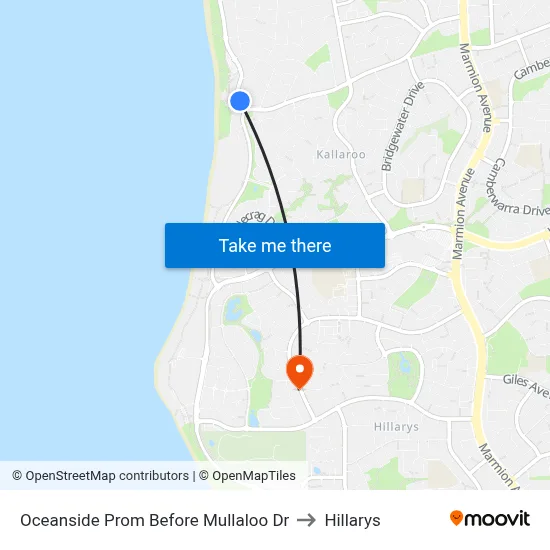 Oceanside Prom Before Mullaloo Dr to Hillarys map