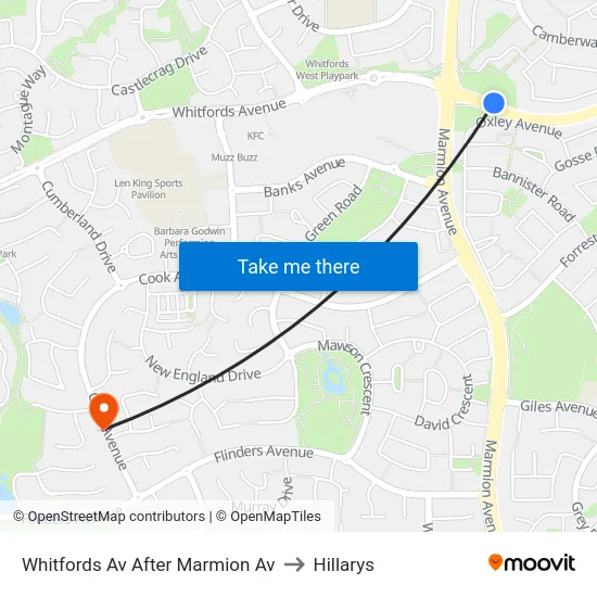 Whitfords Av After Marmion Av to Hillarys map