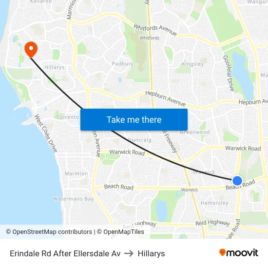 Erindale Rd After Ellersdale Av to Hillarys map
