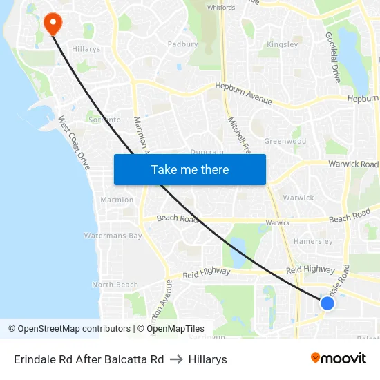 Erindale Rd After Balcatta Rd to Hillarys map