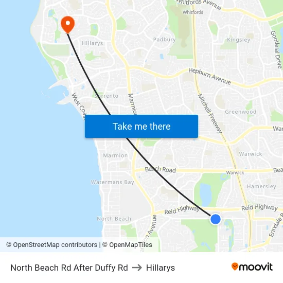 North Beach Rd After Duffy Rd to Hillarys map