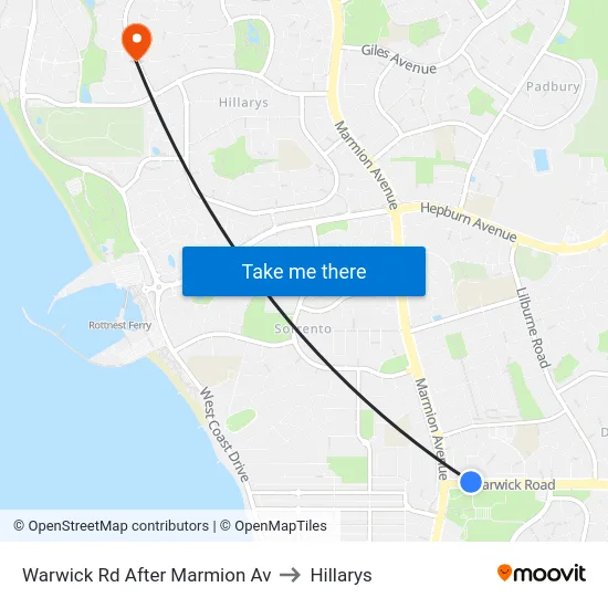 Warwick Rd After Marmion Av to Hillarys map