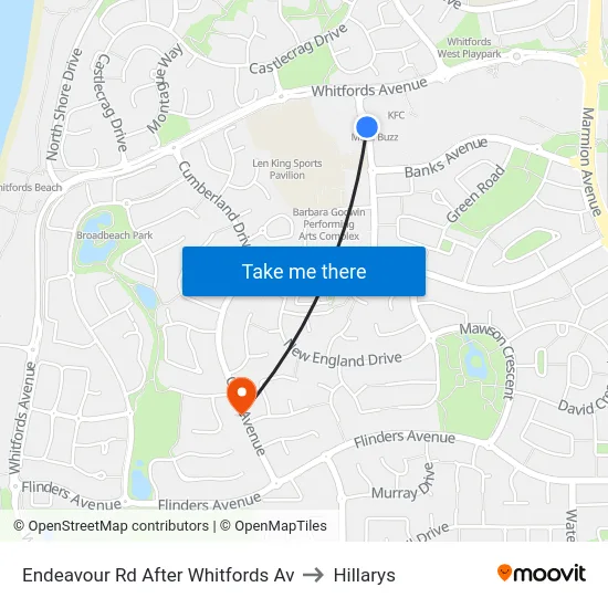 Endeavour Rd After Whitfords Av to Hillarys map