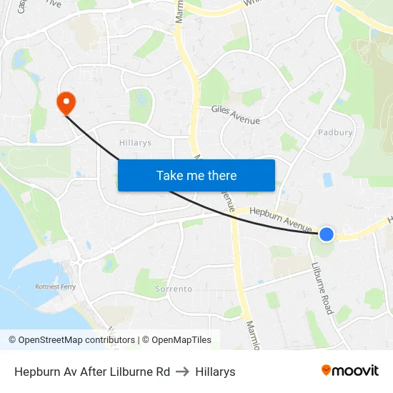 Hepburn Av After Lilburne Rd to Hillarys map