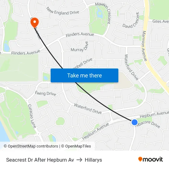 Seacrest Dr After Hepburn Av to Hillarys map