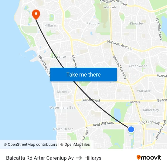 Balcatta Rd After Careniup Av to Hillarys map