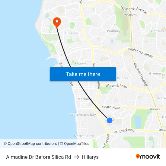 Almadine Dr Before Silica Rd to Hillarys map