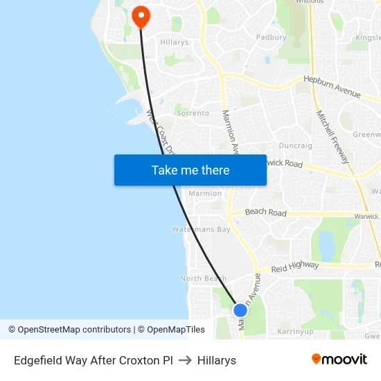 Edgefield Way After Croxton Pl to Hillarys map