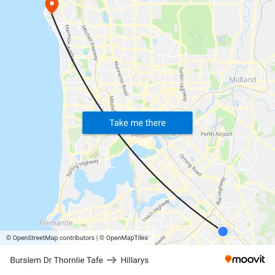 Burslem Dr Thornlie Tafe to Hillarys map